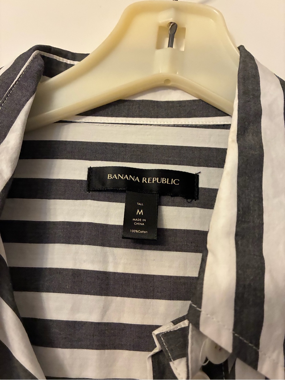 Banana Republic Black and White Vertical Stripe Button-Down Shirt - Picture 2 of 4